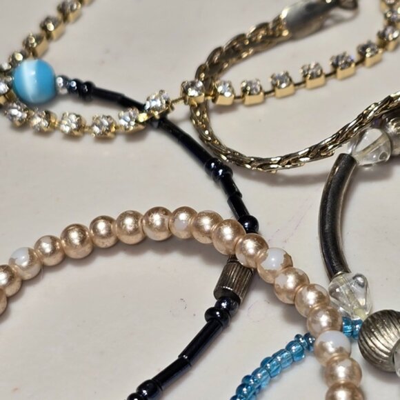 Lot of 6 Various Stretchy Chain Seeded Bead Bracelet - Picture 3 of 5